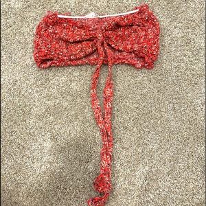 Red Floral Tie Tube Top